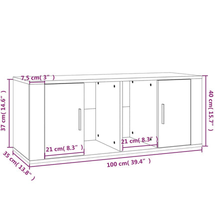tv-bord 100x35x40 cm konstrueret træ brun egetræsfarve