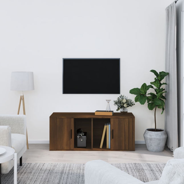tv-bord 100x35x40 cm konstrueret træ brun egetræsfarve