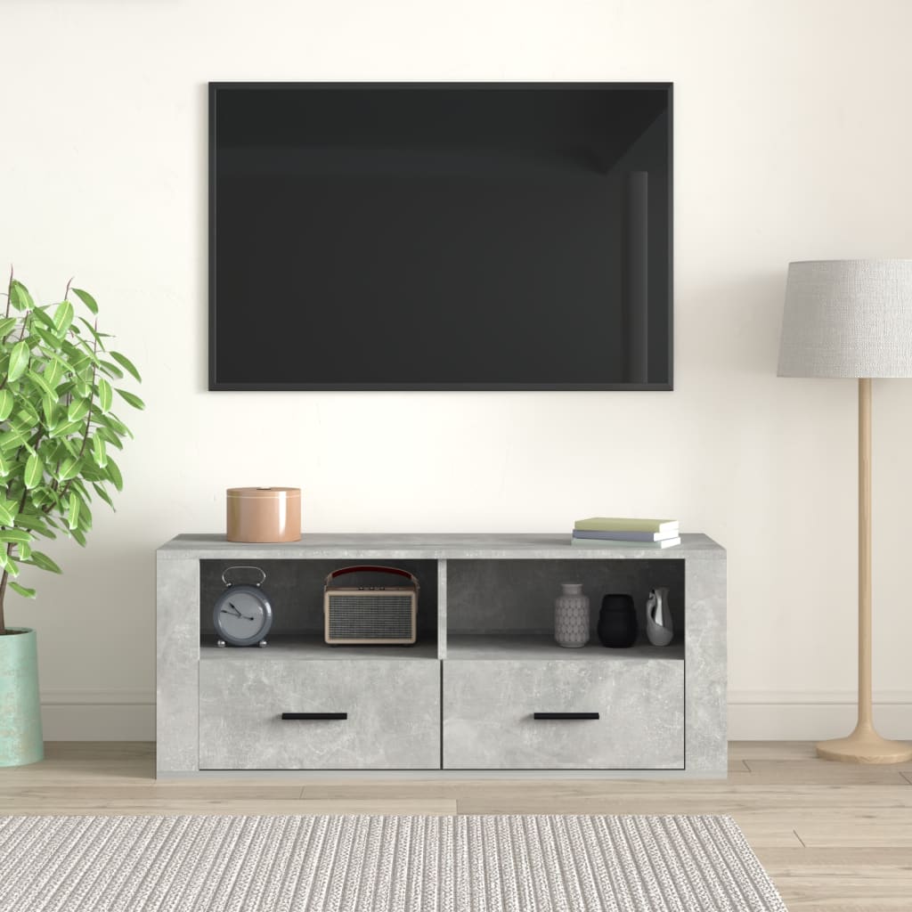 tv-bord 100x35x40 cm konstrueret træ betongrå