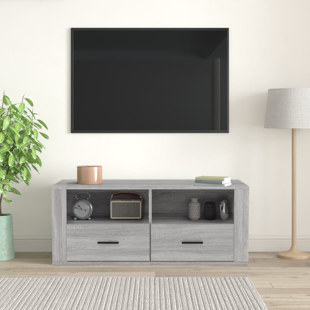 tv-bord 100x35x40 cm konstrueret træ grå sonoma-eg