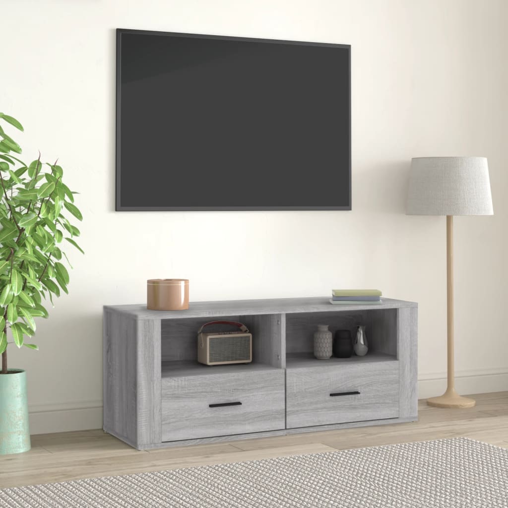tv-bord 100x35x40 cm konstrueret træ grå sonoma-eg
