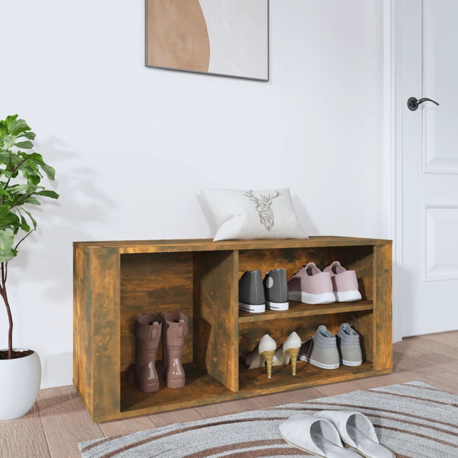 skoskab 100x35x45 cm konstrueret træ røget egetræsfarve