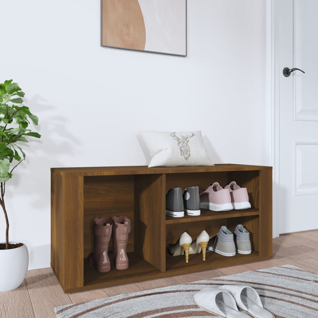 skoskab 100x35x45 cm konstrueret træ brun egetræ