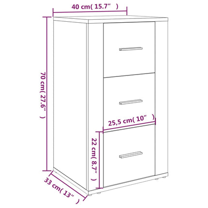 skænk 40x33x70 cm konstrueret træ røget egetræsfarve