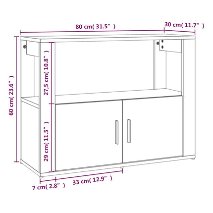 skænk 80x30x60 cm konstrueret træ grå sonoma-eg