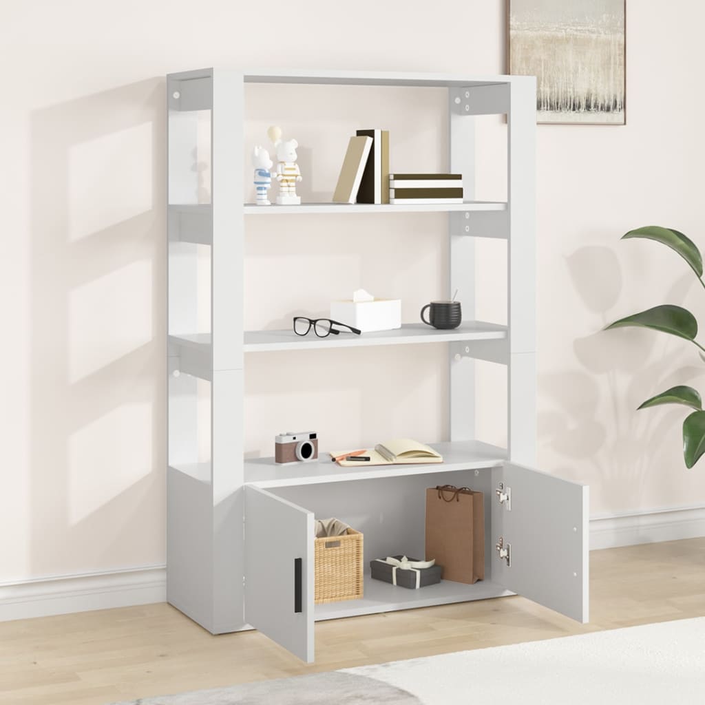 skænk 80x30x119,5 cm konstrueret træ hvid