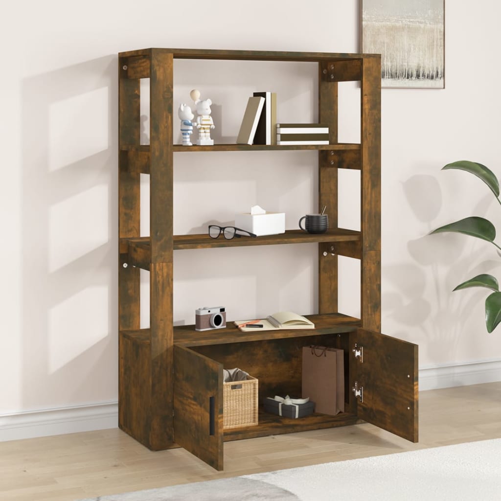 skænk 80x30x119,5 cm konstrueret træ røget egetræsfarve