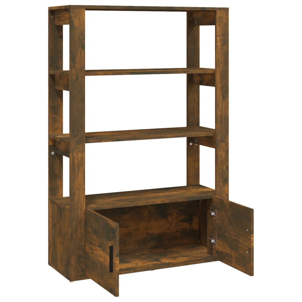 skænk 80x30x119,5 cm konstrueret træ røget egetræsfarve