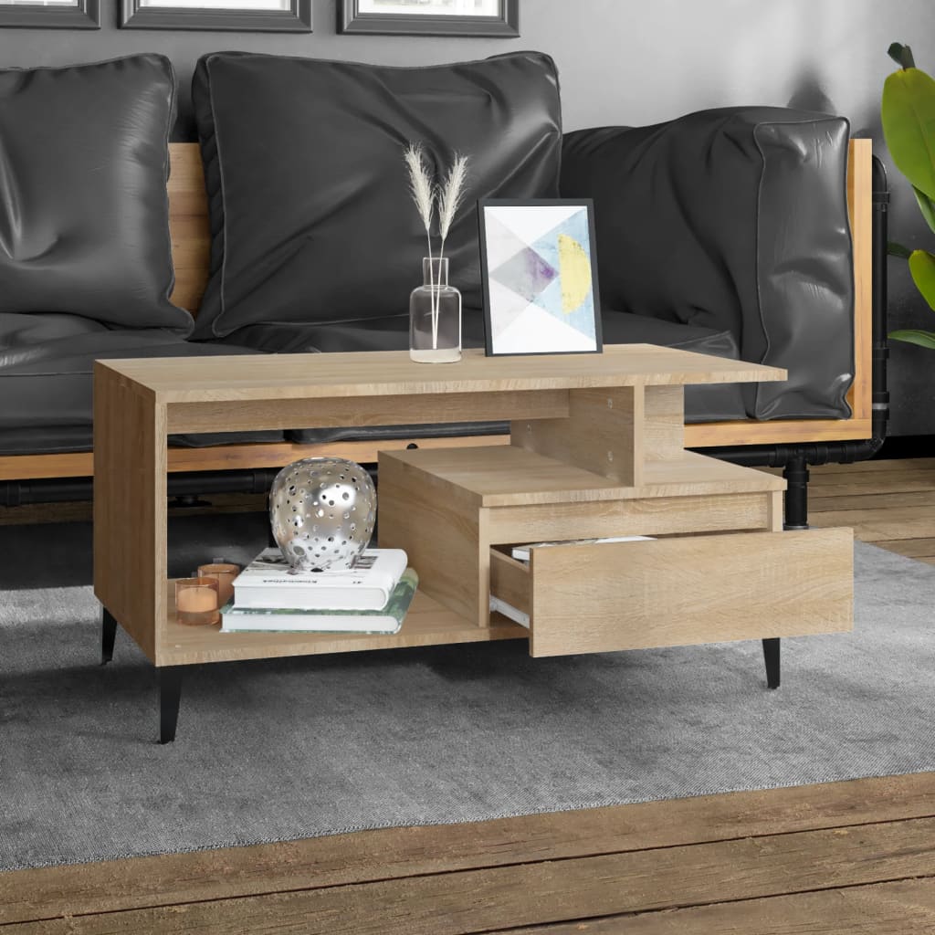 sofabord 90x49x45 cm konstrueret træ sonoma-eg