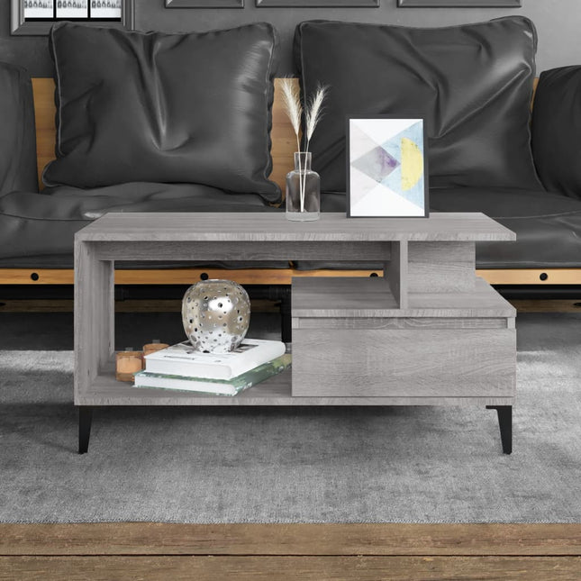 sofabord 90x49x45 cm konstrueret træ Grå sonoma-eg