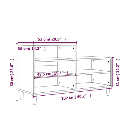 skoskab 102x36x60 cm konstrueret træ brun egetræ