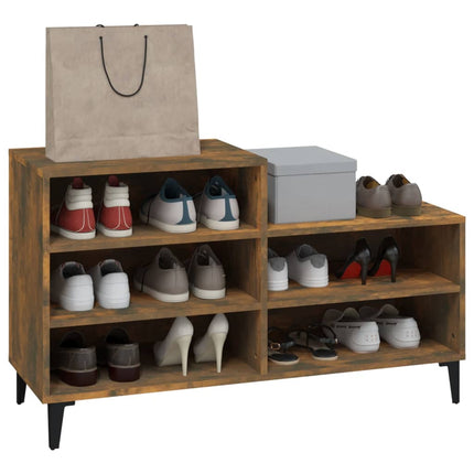 skoskab 102x36x60 cm konstrueret træ røget egetræsfarve