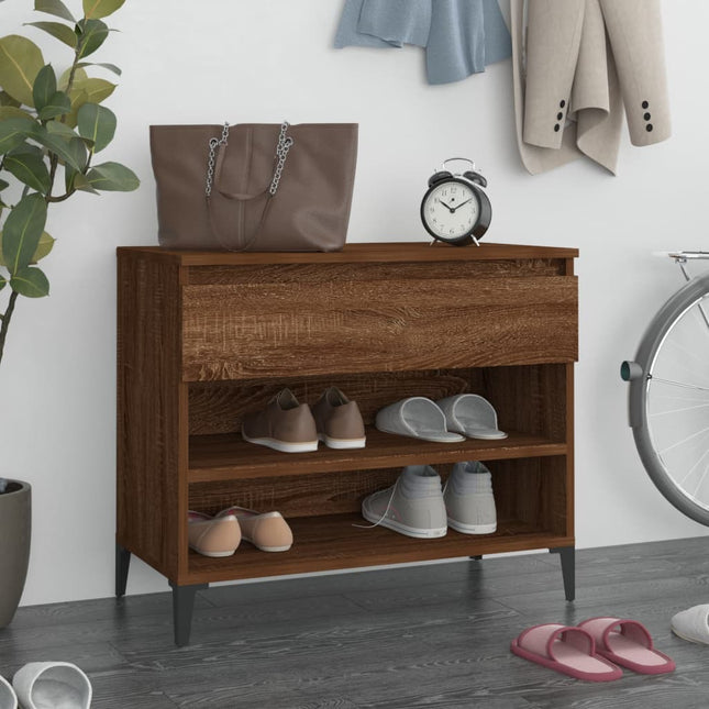 skoskab 70x36x60 cm konstrueret træ røget egetræsfarve