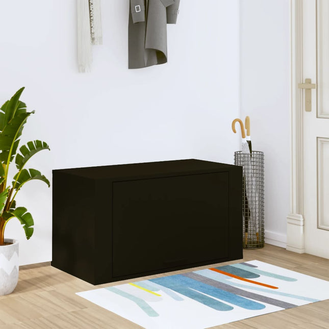væghængt skoskab 70x35x38 cm konstrueret træ sort
