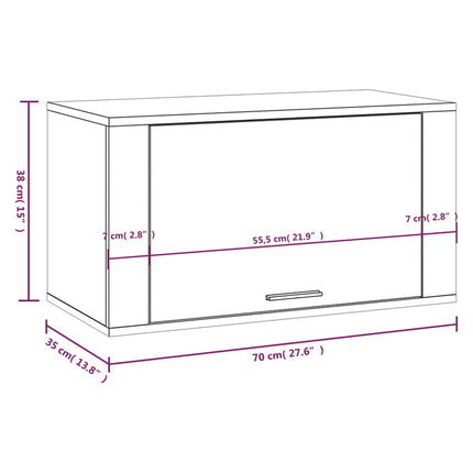 væghængt skoskab 70x35x38 cm massivt fyrretræ træ røget egetræ