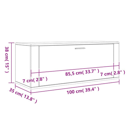 væghængt skoskab 100x35x38 cm konstrueret træ Sonoma-eg