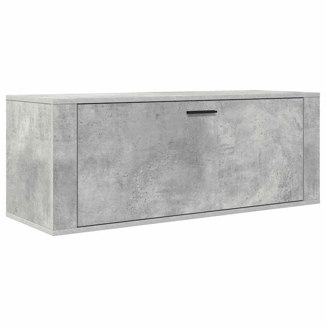 væghængt skoskab 100x35x38 cm konstrueret træ betongrå