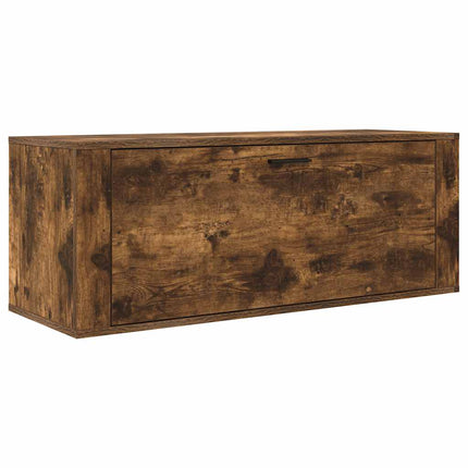 væghængt skoskab 100x35x38 cm konstrueret træ røget egetræ