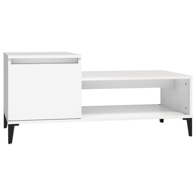 sofabord 100x50x45 cm konstrueret træ hvid