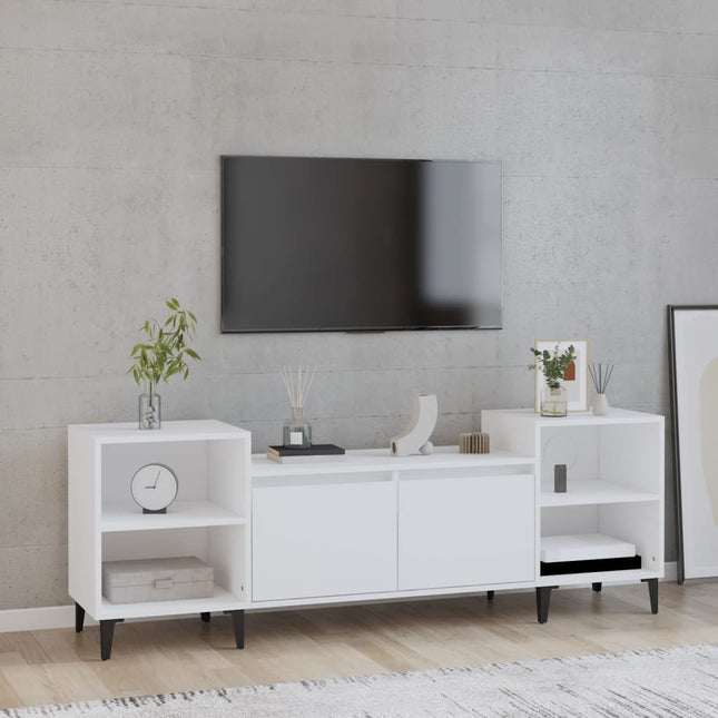 tv-bord 160x35x55 cm konstrueret træ hvid