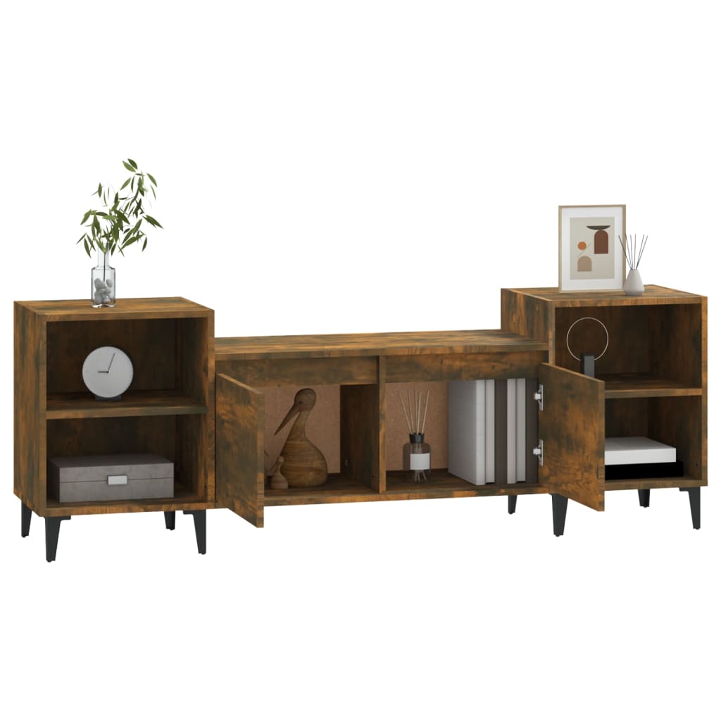 tv-bord 160x35x55 cm konstrueret træ røget egetræsfarve