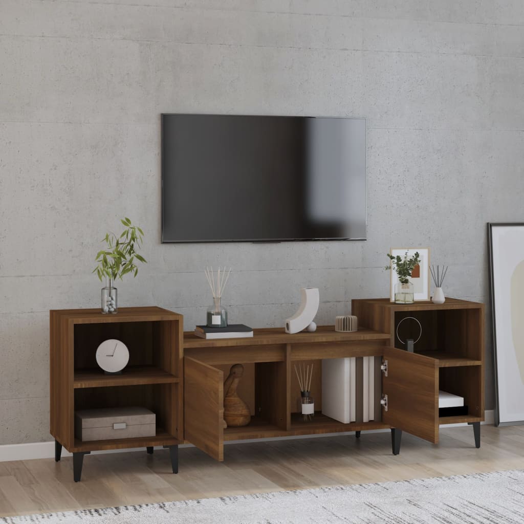 tv-bord 160x35x55 cm konstrueret træ brun egetræsfarve