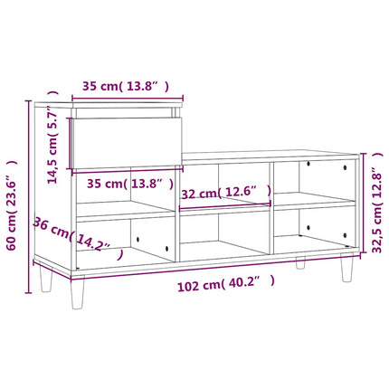 skoreol 102x36x60 cm konstrueret træ hvid