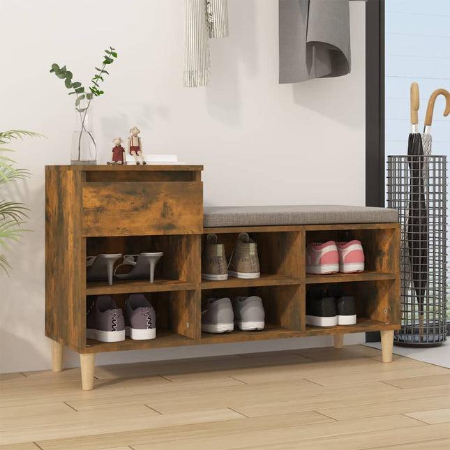 skoskab 102x36x60 cm konstrueret træ røget egetræsfarve