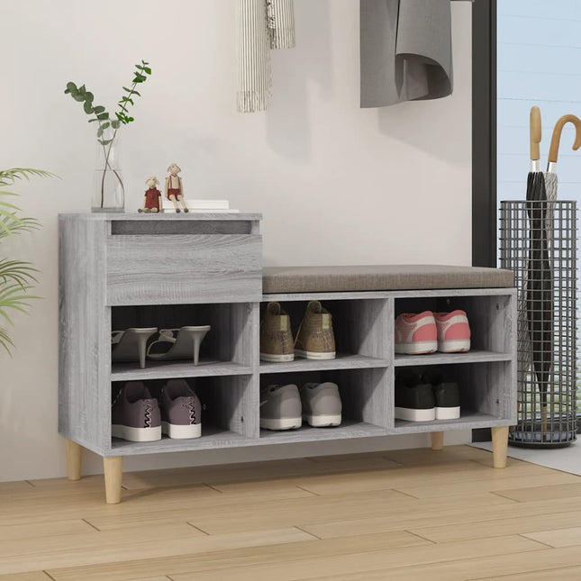 skoskab 102x36x60 cm konstrueret træ grå sonoma-eg