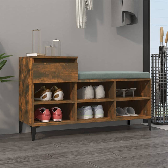 skoskab 102x36x60 cm konstrueret træ røget egetræsfarve
