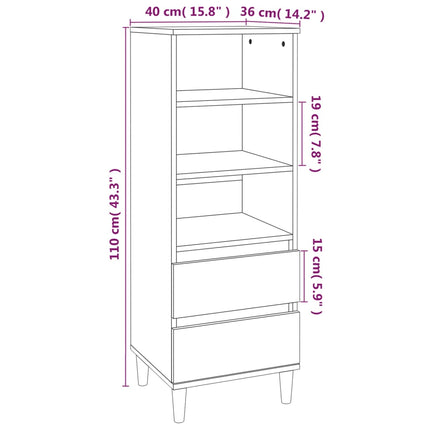 skab 40x36x110 cm konstrueret træ betongrå