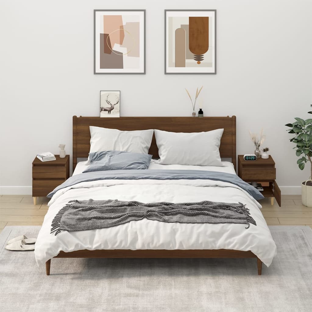 sengeborde 2 stk. 40x35x50 cm brun egetræsfarve