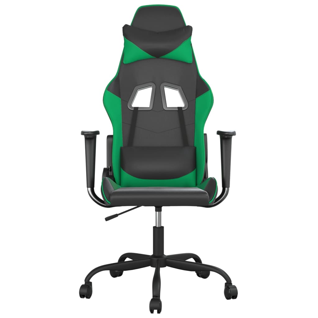 gamingstol kunstlæder sort og grøn