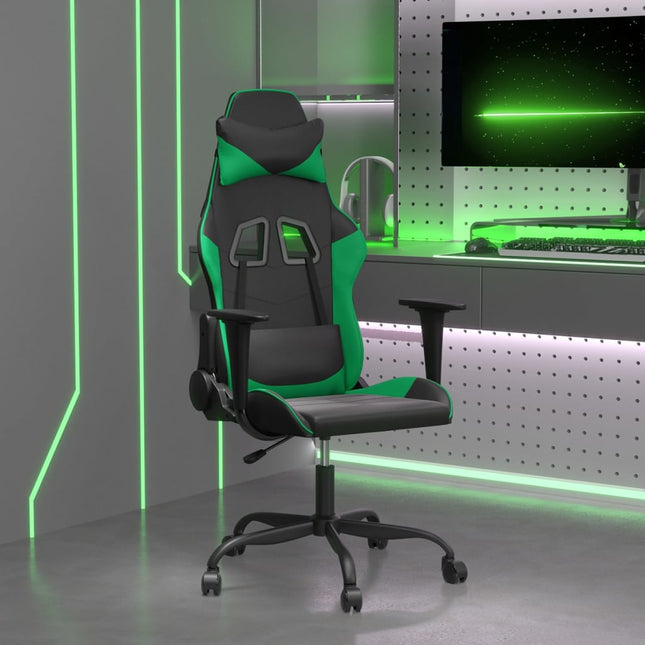 gamingstol kunstlæder sort og grøn