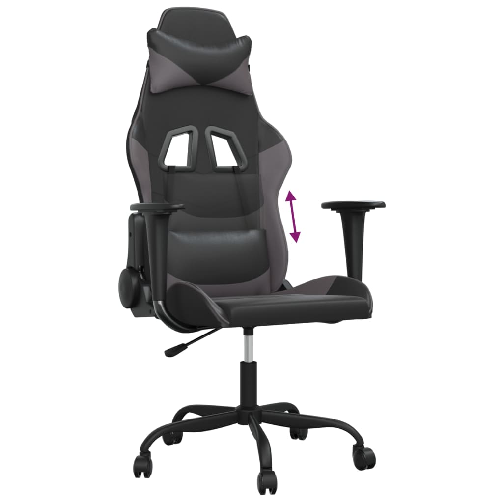 gamingstol kunstlæder sort og grå