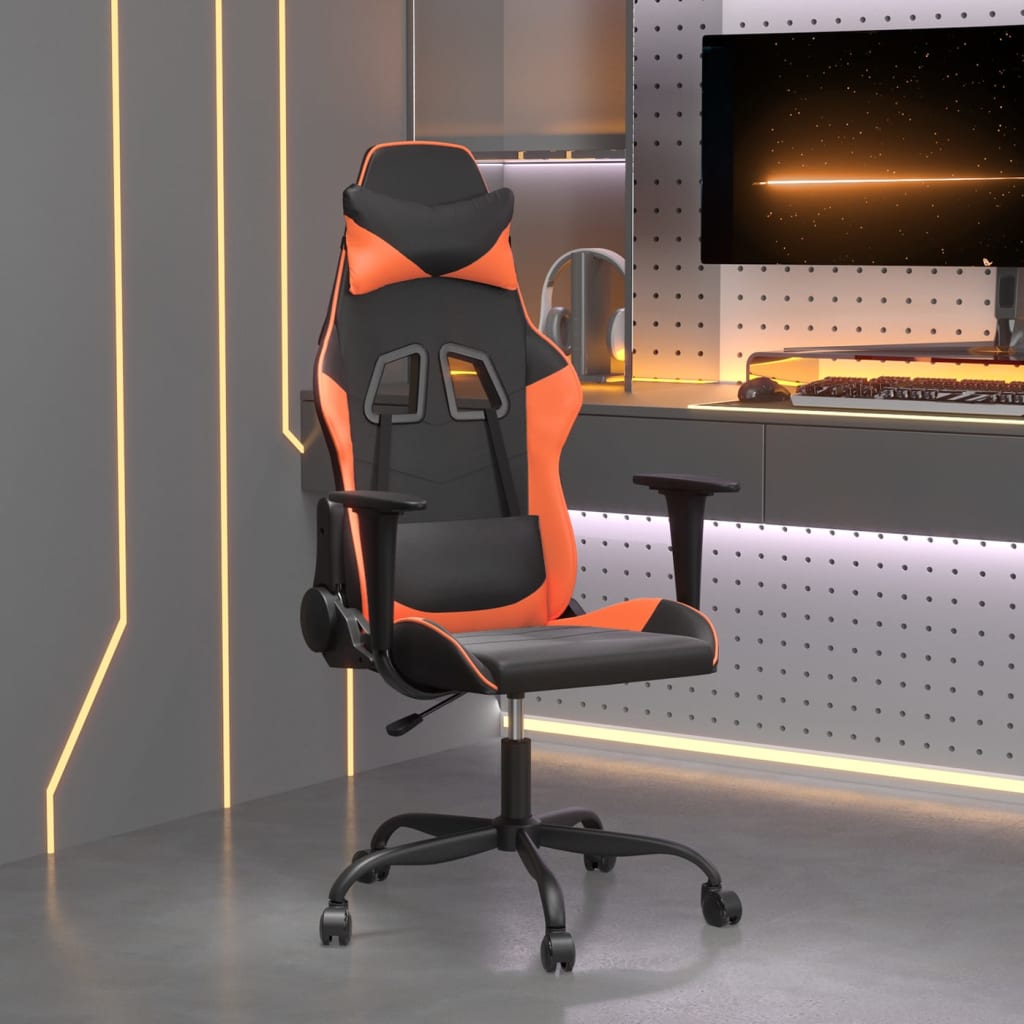 gamingstol kunstlæder sort og orange