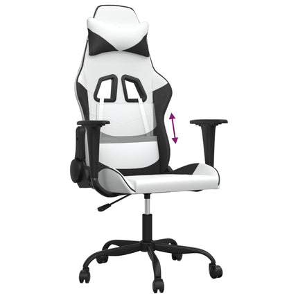 gamingstol kunstlæder hvid og sort