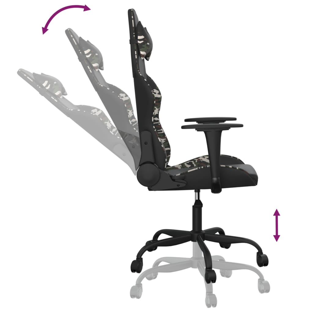 gamingstol kunstlæder sort og camouflage