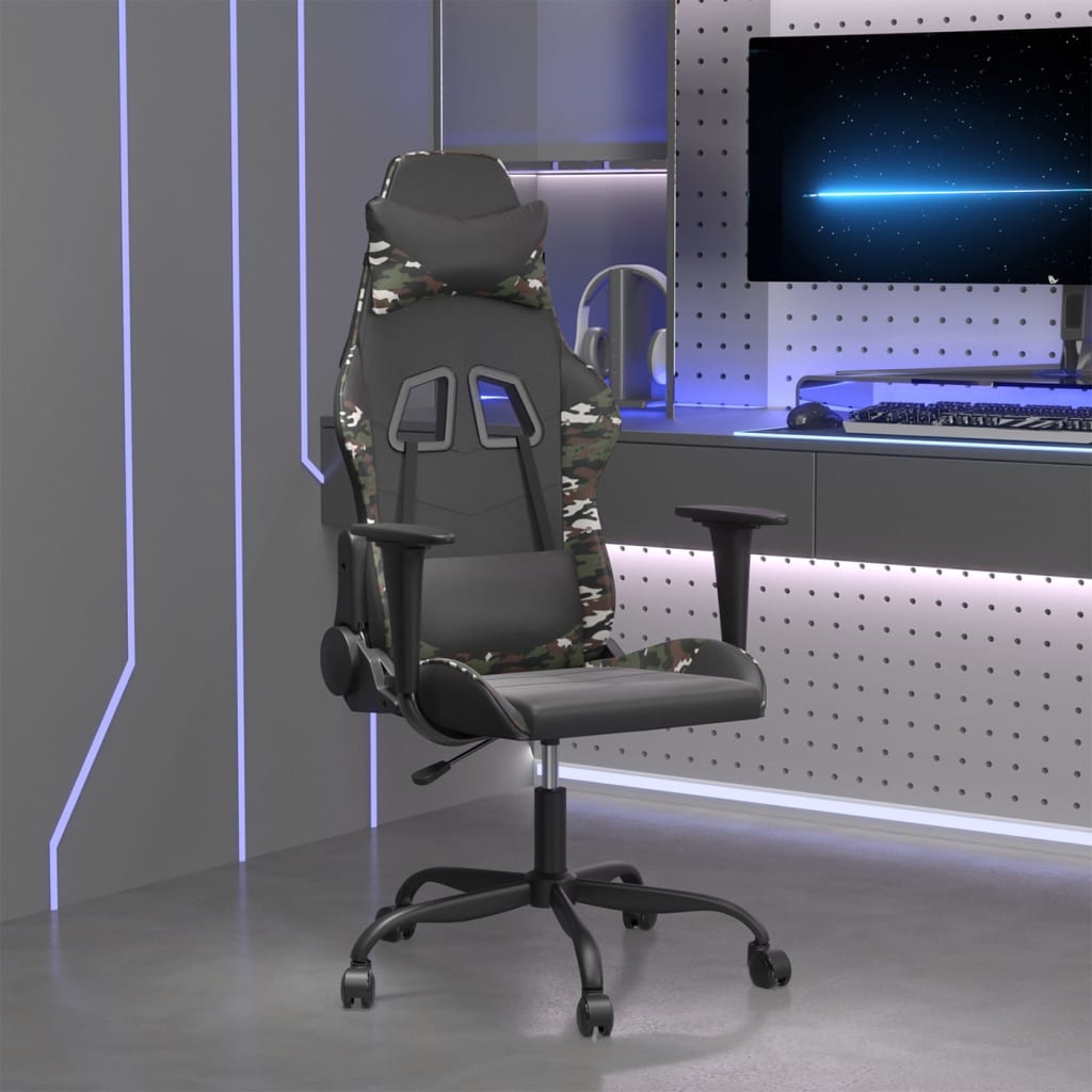 gamingstol kunstlæder sort og camouflage