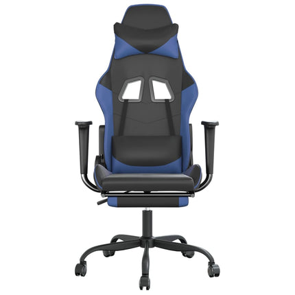 gamingstol med fodstøtte kunstlæder sort og blå