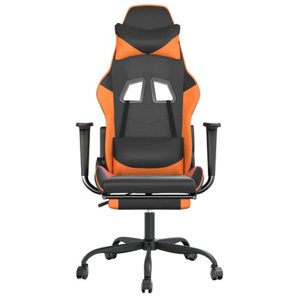 gamingstol med fodstøtte kunstlæder sort og orange