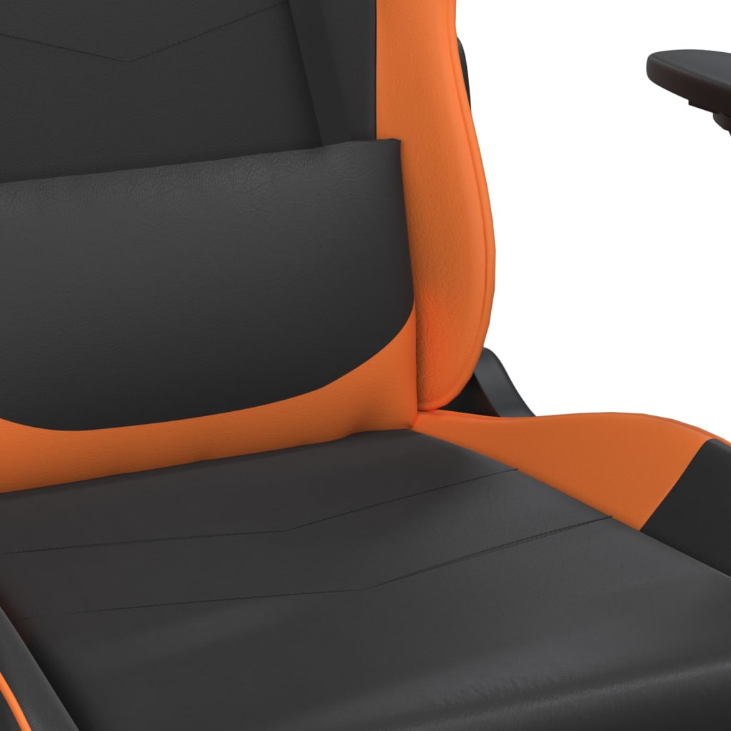 gamingstol med fodstøtte kunstlæder sort og orange