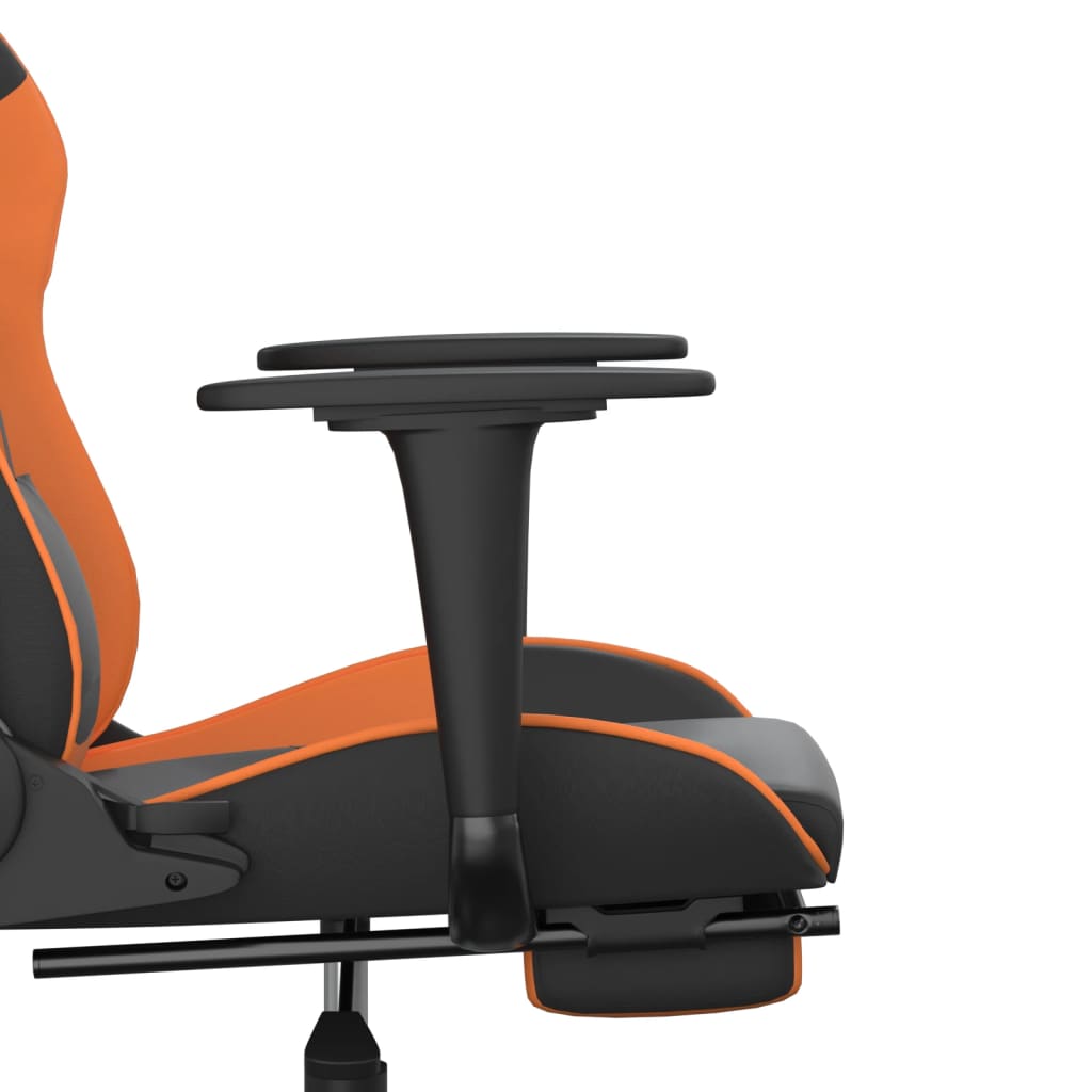 gamingstol med fodstøtte kunstlæder sort og orange