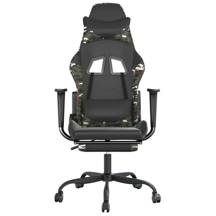 gamingstol med fodstøtte kunstlæder sort og camouflage