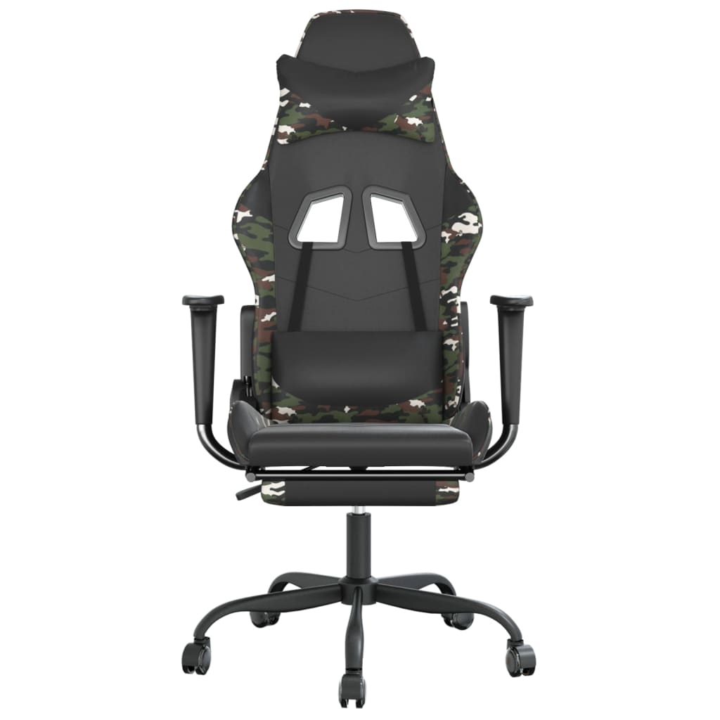 gamingstol med fodstøtte kunstlæder sort og camouflage