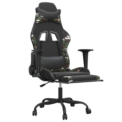 gamingstol med fodstøtte kunstlæder sort og camouflage