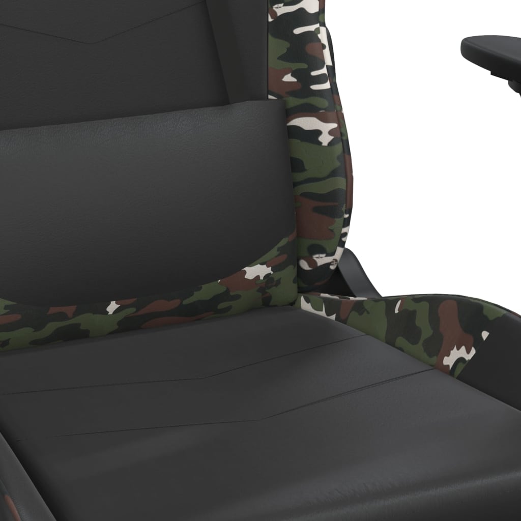 gamingstol med fodstøtte kunstlæder sort og camouflage