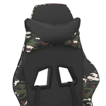 gamingstol med fodstøtte kunstlæder sort og camouflage