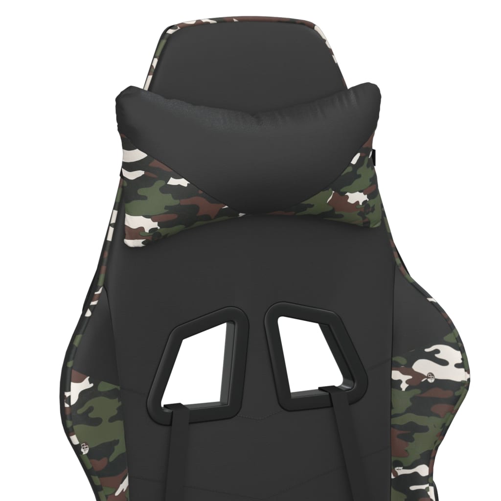 gamingstol med fodstøtte kunstlæder sort og camouflage