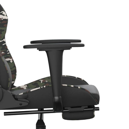 gamingstol med fodstøtte kunstlæder sort og camouflage
